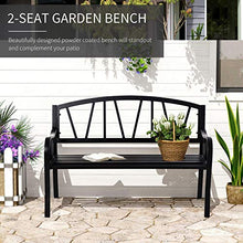 Panchina 2 Posti da Giardino 128x56x86 cm in Metallo Nero