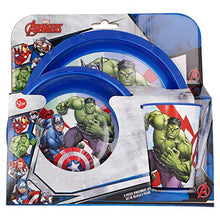 Set Stoviglie Servizio Da Tavola Per Bambini 3 Pezzi Con Piatto, Ciotola E Bicchiere Easy 260 ml In Confezione Regalo | Avengers Rolling Thunder