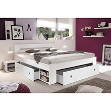 Stella Trading Stefan Letto Matrimoniale Moderno 140 x 200 cm con 2X comodini-cameretta Completa in Bianco, Engineered Wood