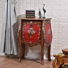 BJLWTQ Comodini in Legno massello Laterale gavoni Laterali armadi Dipinto a Mano Intagliato Tavolo Mini Camera da Fine Mediterranean Table Style Divano Fianco del Mobile d'angolo Comodino