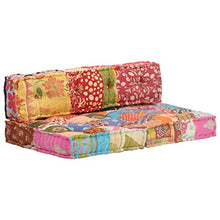 vidaXL Pouf per Divani Pallet per Sedile e Schienale Cuscino Arredo Casa Interni Esterni con Imbottitura Multicolore in Tessuto Patchwork in Cotone