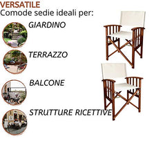 PiuShopping Set Sedie da Regista Pieghevoli in Legno da Esterno per Giardino, Ecru, Poltrone Richiudibili con Braccioli - 55x51x84h