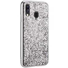 Saceebe Compatibile con Galaxy A20/A30 Custodia Silicone TPU Paillettes Glitter Strass Silicone TPU Case PC Coperture [placcatura bordo] Bumper Case Ultra Sottile Antigraffio,argento&