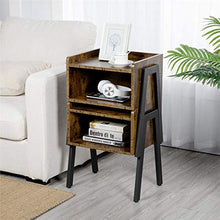 Yaheetech Set di 2 Comodini Camera da Letto Comodino da Notte Tavolino Impilabile Industriale Tavolino da Divano Vintage con Scomparto da SalottoTavolini Marrone Rustico 46 x 33 x 53 cm
