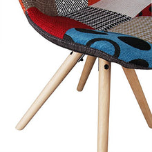 WOLTU BH52mf-1 Sedia Sala da Pranzo Sgabello con Schienale in Plastica e Tessuto di Lino Senza Braccioli Gambe di Legno Patchwork