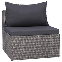 vidaXL Set Divani da Giardino 5pz con Cuscini Funzionale Impermeabile Facile da Pulire Modulare Resistente Rustico Sofà Divanetti in Polyrattan Grigio
