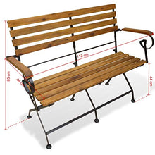 E E-NICES Panchina da Giardino Pieghevole 112 cm Legno Massello d'Acacia