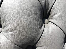 JVmoebel Chesterfield - Divano a 2 posti, in vera pelle, colore: grigio