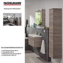 FACKELMANN Set da 4 mobili da bagno effetto legno, con mobile da 35 cm di profondità, 80 cm e armadietto a specchio a LED