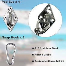 316 Marine Grade Shade Sail Hardware Kit per Rettangolo e Piazza Sun Shade Sail Installazione, 24 PZ (Argento) #29560