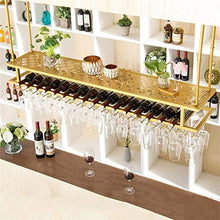 HTDZDX Bar/Pub Double Layer Wine Rack con Supporto Calici - Attaccatura di Parete di Vetro E Bottiglie di Vino Cabinet Organizzatori - Oro Ferro Frame - Decorazione della Parete Soffitto