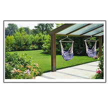 PiuShopping Sedia Sospesa da Giardino,con Supporto in Legno, a Righe Bianco Blu - 91x45x52h