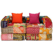 vidaXL Divano Letto Modulare 2 Posti Tessuto Patchwork Divanetto Sofà Salone