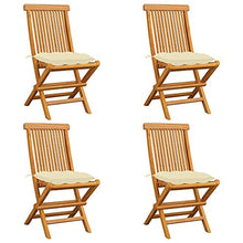vidaXL Sedie da Giardino con Cuscini Bianco Crema 4pz Massello di Teak