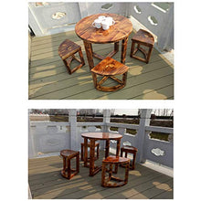5 pezzi di combinazione di tavolo e sedia in legno massello anticorrosivo da patio patio esterno rotondo tavolo da pranzo e sedia retrò, set di mobili per veranda, per caffè / bar / ristorante