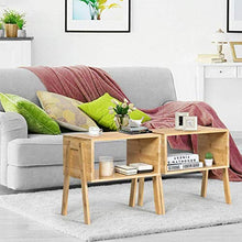 YRRA Set di 2 comodini bambù con Comodino con ripiano portaoggetti per Soggiorno Camera da Letto