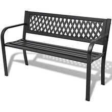 Shengtaieushop - Panchina da giardino, in acciaio nero, per esterni