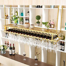 HTDZDX Bar/Pub Double Layer Wine Rack con Supporto Calici - Attaccatura di Parete di Vetro E Bottiglie di Vino Cabinet Organizzatori - Oro Ferro Frame - Decorazione della Parete Soffitto