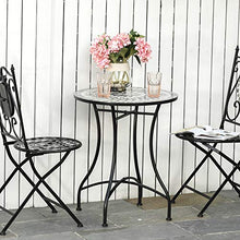 Outsunny Tavolino da Giardino in Metallo e Ceramica, Tavolo da Esterno per Terrazzo o Balcone, Ф60x71cm, Nero