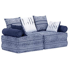 vidaXL Pouf Modulare a 2 Posti Convertibile Divano Morbido Comodo Imbottito Spesso Esotico Sofa Agrippina Poltrona Pouf Indaco in Tessuto