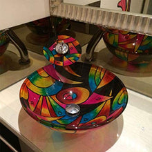 Colore Tempered Lavabo Abstract Art Basin Round Bagno Vessel Sink Home Washbowl Lavandini Bagno