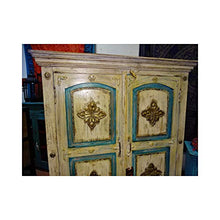 int. d'ailleurs - Ampio Armadio Bianco e Turchese Decorato con Ottone 100x183 cm - PAL439