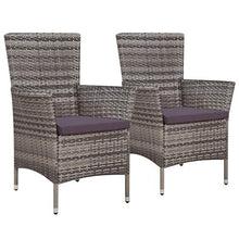 Festnigh Set 2 pz Sedie da Giardino Esterno in Polirattan Grigio con Schienale e Braccioli,Set 2 Poltrone da Giardino Esterno in Polirattan Grigio con Schienale e Braccioli 58x61x88 cm