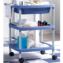 YIN YIN Carrello per Ripiani Carrello a Ripiani, mensole in plastica da Bagno Rack a Tre Strati Bellissimo Elegante Ristorante con Ruote a Carrello Hotel Rack, Blu, 52X35X62cm Carrello a rulli
