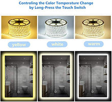 Specchio da bagno a LED, 60 x 80 cm, specchio da parete con interruttore touch, specchio con lampada