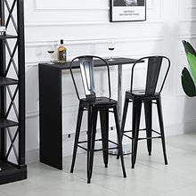 homcom Set 4 Sgabelli per Casa o Bar in Metallo Nero Leggero, Design Industriale con Poggiapiedi (44 x 49 x 116 cm)