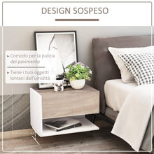 giordano shop Set 2 Comodini Sospesi 46x30x30 cm in Truciolato Rovere e Bianco