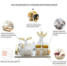 JTKDL Set 6 Accessori Bagno Set Dispenser Sapone/Porta Spazzolino/Bicchiere/Portasapone/Vassoio,B