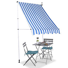 Dioche - Tenda da sole per balcone, con manovella manuale, altezza regolabile, 2,0 x 1,2 m (strisce blu e bianco)