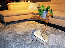 Slato tavolino portariviste. Comodino da Notte dal Design Moderno in plexiglass Trasparente Dagmar (30 × 30 × h42 cm)