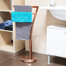 Relaxdays 10020413 Porta Asciugamani da Terra per Bagno, Acciaio, Rame, 16x26x84 cm