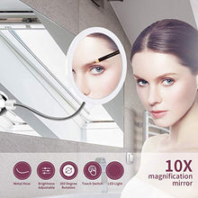 STLOVe Specchio Ingranditore da Trucco con Luce LED, Lente d'Ingrandimento,Specchio per Il Trucco,Cromato in Metallo,Perfetto Come Regalo per Donna e Ragazza (10X)