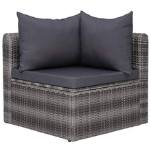 Tidyard Set Divani da Giardino 7 pz con Cuscini in Polyrattan,Poltrone e Tavolino,Grigio