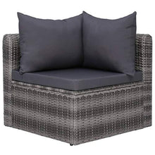 Festnight 3/4 pz Set Divani da Giardino Esterno in Polyrattan Grigio con Cuscini,Divano 3 Posti,Divano 4 Posti,Divano in Rattan,Divano da Giardino,Divano da Esterno,Divano Modulare - Arredi Casa