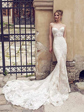FTFTO Accessori per la casa Abiti Eleganti e semplici Abito Sexy a Coda di Pesce Abito Romantico in Pizzo con Apertura sul Retro Abiti Senza Maniche Abito da Sposa 6