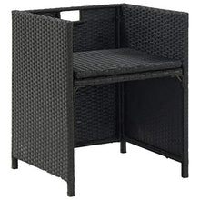 SKM Set da Pranzo da Giardino 5 pz con Cuscini in Polyrattan Nero (41kg)