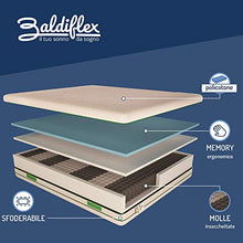 Baldiflex Emporio Materasso Piazza e Mezza Molle Insacchettate e Memory, Green Spring 800 Molle + 3 cm Memory, 7 Zone Differenziate, 100 Notti di Prova 120x190 cm