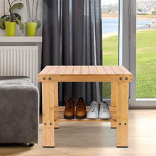 Sedia in bambù con sgabello in bambù resistente all'usura per bagno, camera da letto, giardino(25 * 40 * 33.5cm large)