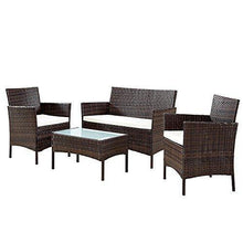 BAKAJI Set Salotto Completo di Divano 2 Poltrone e Tavolino in Vetro e Poly Rattan Struttura in Acciaio con Cuscini Sfoderabili Arredo Giardino Terrazzo (Marrone) - Arredi Casa