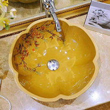 Jgophu - Lavabo in ceramica con finitura gialla Art Wash Basin dipinta a mano