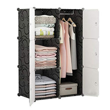 Locker Deeper Armadio Armadio Hanging Rimovibili di Plastica 6-Porta 3-Gitter Scaffali Vestiti Home Camera Nero 75X47X111CM MUMUJIN