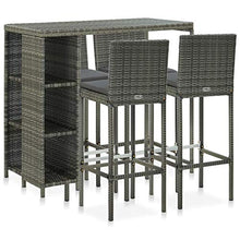 SKM Set da Bar da Giardino 5 pz con Cuscini in Polyrattan Grigio (37kg)