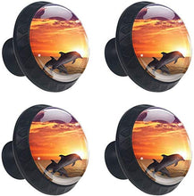 Sea Whale Sunrise Pomelli per Porta Set di 4 Pomelli per Mobili Manopole per Cassetti Cucina Armadio Vetro