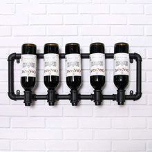 MSF Porta Bottiglie Espositore da Parete in Vetro da Vino con appendino da Parete in Ferro Industriale, espositore per Vino in Stile Bar