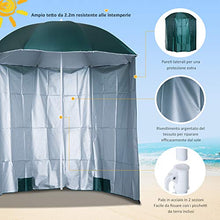 Outsunny Ombrellone da Spiaggia e da Giardino Φ220cm con Tenda Parasole, Poliestere e Metallo, Verde Scuro e Bianco