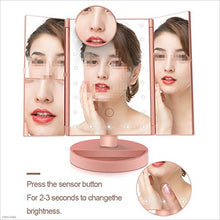 LCSD Specchi Compatti Nero Vanity Makeup Mirror,22 LED Luce Trucco Specchio Touch Screen LED Specchio Lusso Specchio 1X/2X/3X/10X Specchi d'ingrandimento 180 Gradi Tavolo Regolabile